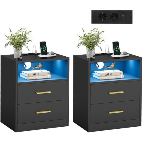 Songmics Set nočnih omaric 2 kosa 35x40,1x50,2 cm Črna, (5000273682) Cene