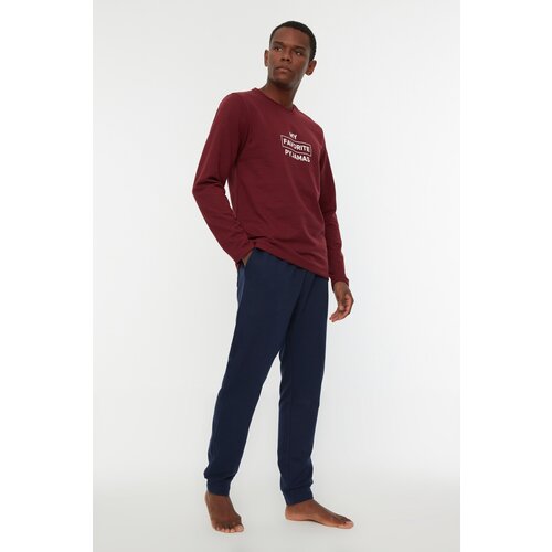 Trendyol Claret Red Men Regular Fit Printed Pajamas Set Cene