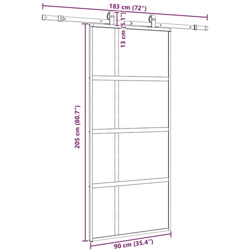  Klizna vrata s priborom crna 90 x 205 cm kaljeno staklo Slike