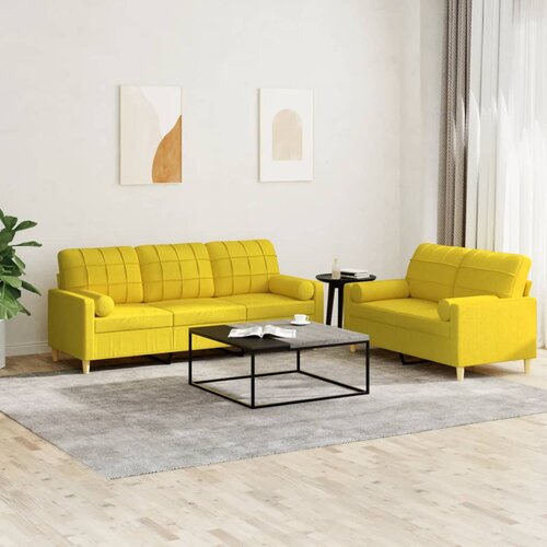 vidaXL 2-dijelni set sofa s jastucima svjetložuti od tkanine Cijene