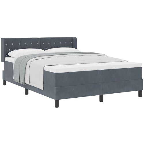 VidaXL Box Spring Krevet s Madracem Tamno Siva 140x190 cm Bar&amp;scaron;un Slike