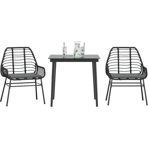 vidaXL 3-dijelni vrtni blagovaonski set s jastucima od crnog Cene