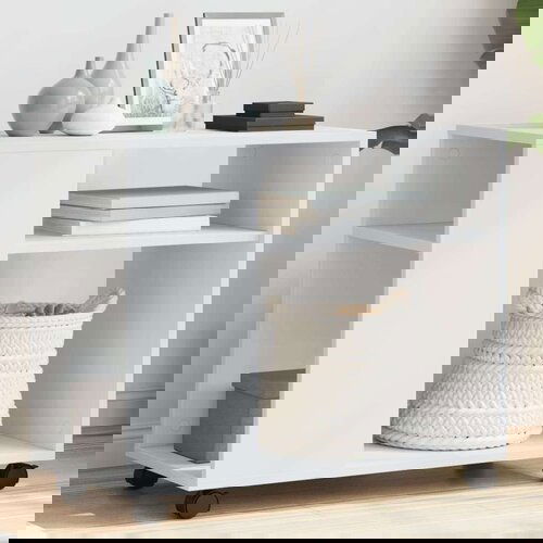 vidaXL Stranska mizica s kolesi bela 70x35x60 cm inženirski les Cene