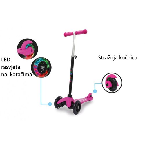 JAMARA romobil za djecu, 3 kotača, svjetla na kotačima, rozi Cijene