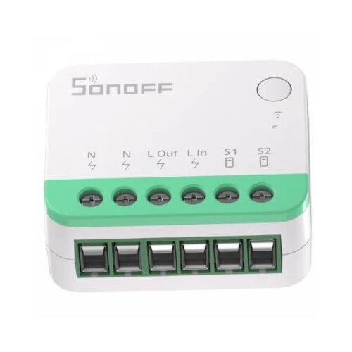 SONOFF MINI R4M smart-home prekidač 2200W, Matter i TÜV sertifikovan, vrlo malih dimenzija (33x40x17mm) za u doznu, ESP32 čip, sa S-MATE2 kontrolerima za složena scenarija, WiFi 2.4GHz, eWeLink, Alexa / Google Assistant Slike