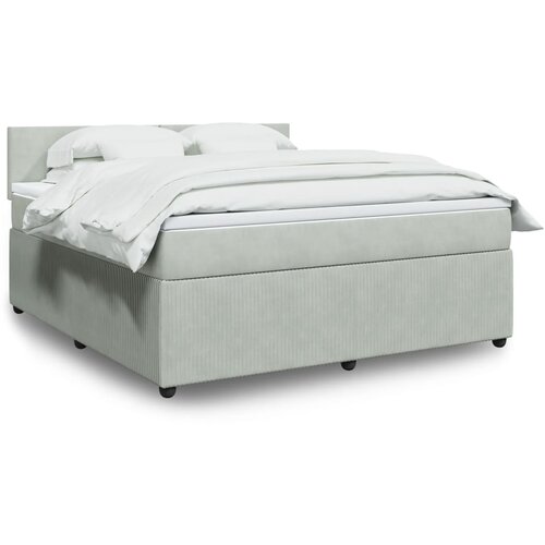vidaXL Box spring postelja z vzmetnico svetlo siva 180x200 cm žamet Cene