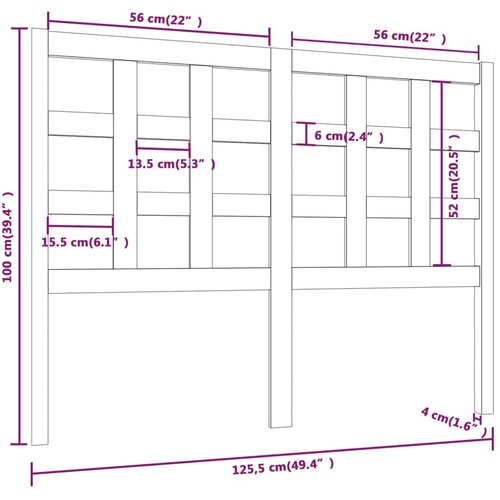  Uzglavlje za krevet boja meda 125,5x4x100 cm masivna borovina Slike