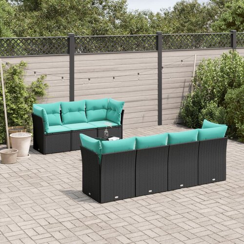 vidaXL 8-dijelni set vrtnih sofa od poliratana s jastucima crni Cijene