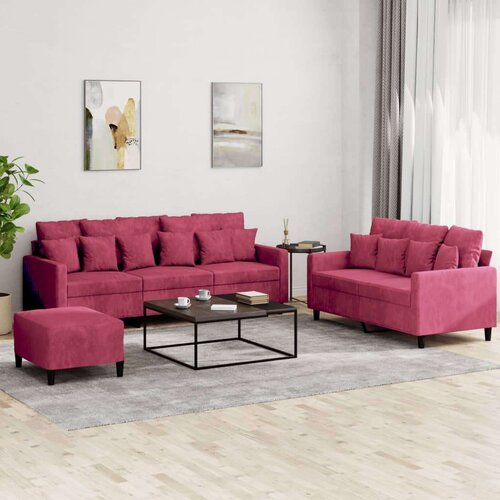  3-dijelni set sofa s jastucima crvena boja vina bar&amp;scaron;unasti Slike