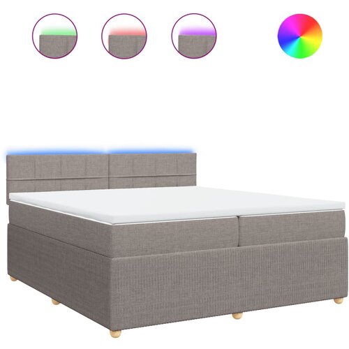 VidaXL Krevet s oprugama i madracem smeđesivi 200x200 cm od tkanine Slike