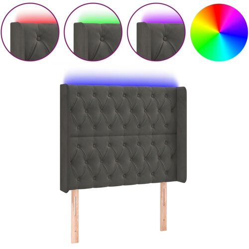 Maison Chic led posteljno vzglavje - vzglavna omarica - nočna omarica temno sivo 103x16x118/128 cm žamet, (21711605) Slike