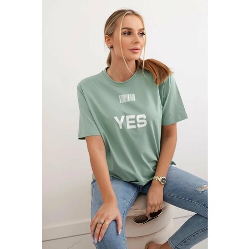 Kesi Cotton blouse with print Yes/No dark mint Cene