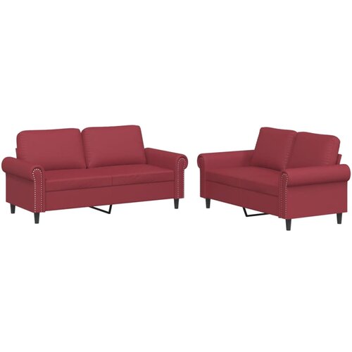 vidaXL 2-dijelni set sofa s jastucima boja vina od umjetne kože Cijene