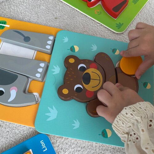 Woopie drvena slagalica: Montessori kocke životinja Slike