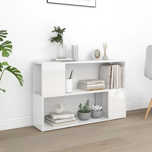 The Living Store Knjižna omara visok sijaj bela 100x24x63 cm iverna plo&amp;scaron;ča - Knjižna Omara, (21436438) Slike