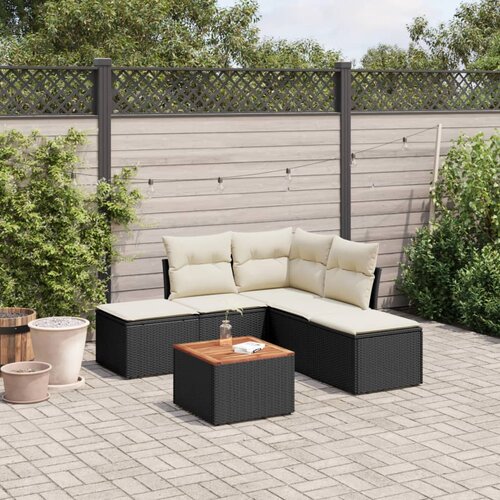 vidaXL 6-dijelni set vrtnih sofa s jastucima crni od poliratana Cijene