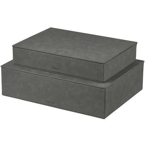 Blomus Antracitno sive &amp;scaron;katle za shranjevanje v kompletu 2 ks s pokrovom/dekorativne iz imitacije usnja 40x30x11 cm Sahla &amp;ndash; Slike