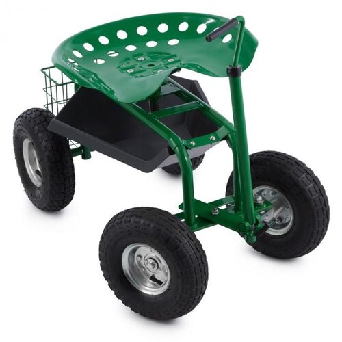 Waldbeck PARK RANGER, ZELEN, VRTNI STOL NA KOLESIH, 130 KG, MOBILNI,PROSTOR ZA ODLAGANJE, JEKLO Cene