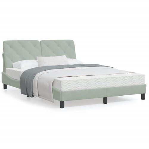 VidaXL Krevet s madracem svjetlosivi 140x200 cm bar&amp;scaron;unasti Slike
