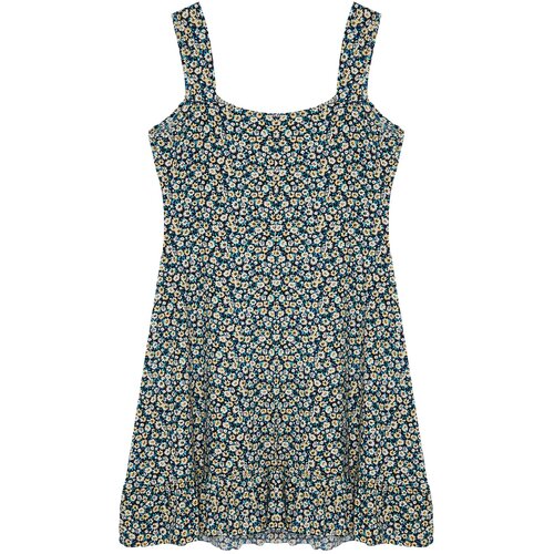 Trendyol Curve Multicolored Floral Patterned Buttoned Knitted Dress Cene