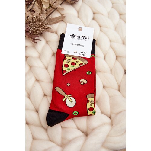 Kesi Men's socks with red pizza patterns Slike