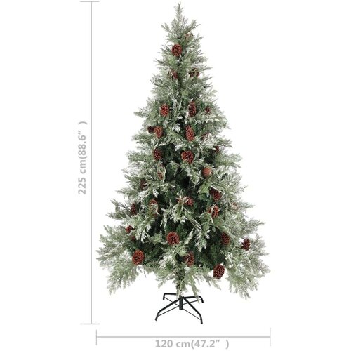 VidaXL Božićno drvce LED sa &amp;scaron;i&amp;scaron;kama zeleno-bijelo 225 cm PVC i PE Slike