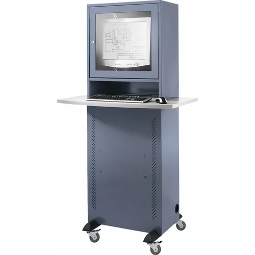 eurokraft basic Računalniška omarica, z delovno ploščo, modro siva