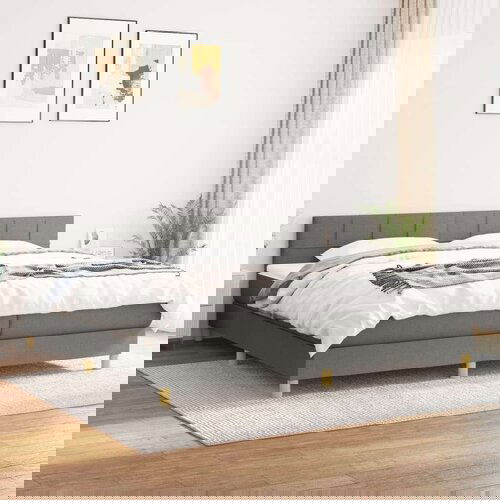  Box spring postelja z vzmetnico temno siva 200x200 cm blago, (20791493) Slike