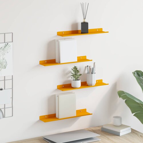  Lebdeća polica Zidne 4 pcs Žuta 40 x 8,5 x 2,5 cm Čelik Cijene