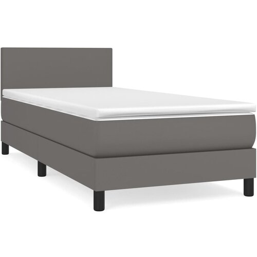 VidaXL Box spring postelja z vzmetnico siva 90x200 cm umetno usnje, (20790949) Slike