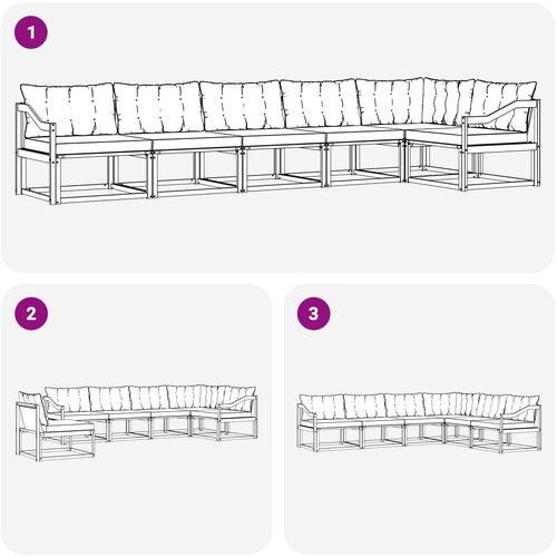  Set vanjskih sofa 6 kom. Prirodna i bež Smeđa 404 x 166,5 x 73 cm Slike