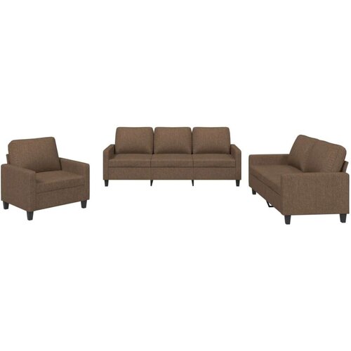  3-dijelni set sofa s jastucima smeđi od tkanine Slike