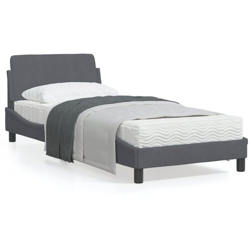 VidaXL Posteljni okvir z vzglavjem temno siv 90x200 cm žamet Slike