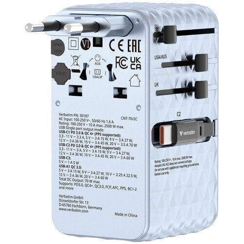 Verbatim Universal Travel Adapter Charge 70W 2C Cene
