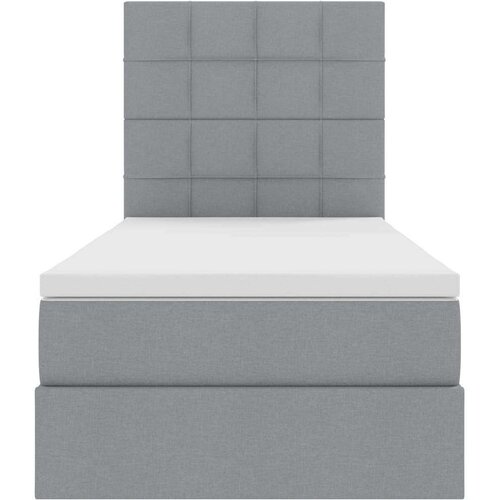 VidaXL Krevet s madracem i skladi&amp;scaron;tem Svijetlo siva 100 x 200 cm - Svjetlosiva 100 x 200 cm Blok sa kvadratićima Slike