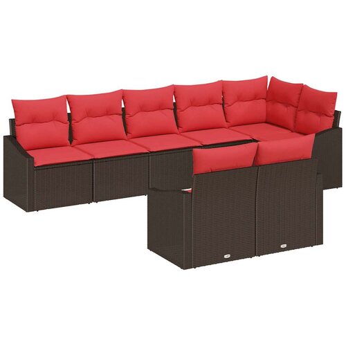 vidaXL Kavčna garnitura z blazino 8 pcs Rjava poli ratan, (5000154042) Cene