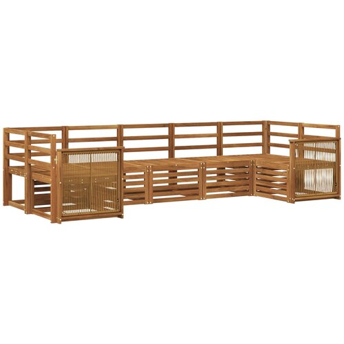 vidaXL Kotna sedežna garnitura 6 pcs Naravna Masiven les akacije, (5000283342) Cene
