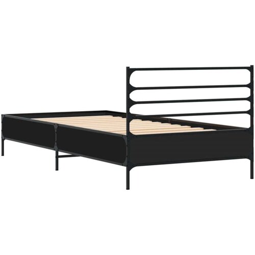 VidaXL Okvir kreveta crni 90 x 200 cm konstruirano drvo i metal Slike