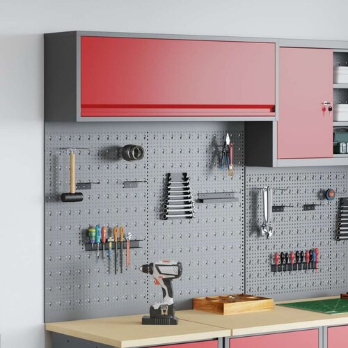 Set orodjarne in pegboarda v 3 delih, stensko nameščen, rdeča kovina, (22048531) Cene