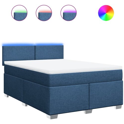 vidaXL Box spring postelja z vzmetnico modra 140x190 cm blago, (21307776) Cene