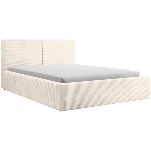 MID.YOU OBLAZINJENA POSTELJA 140 cm x 200 cm , les, tekstil, leseni material krem barve Slike