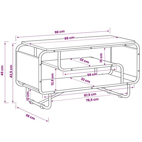  TV stalak 98 x 36 x 45 cm Crni hrast Konstruirano drvo Slike