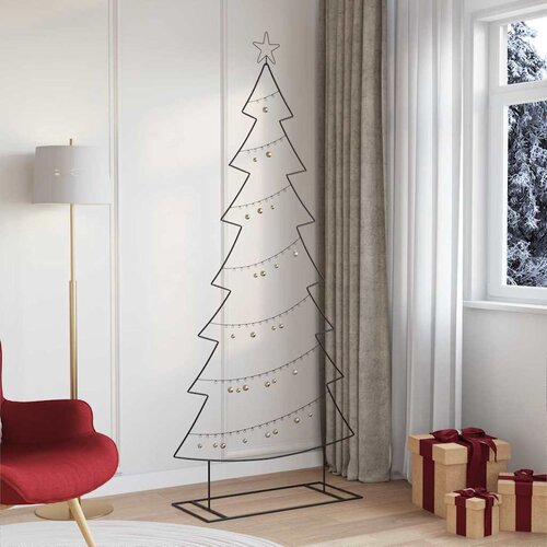 VidaXL Metalna božićna jelka s stalakom Crna 210 cm Čelik Slike