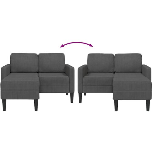  Dvosjed s ležaljkom u obliku slova L, tamno siva, 125 cm, lanena Slike