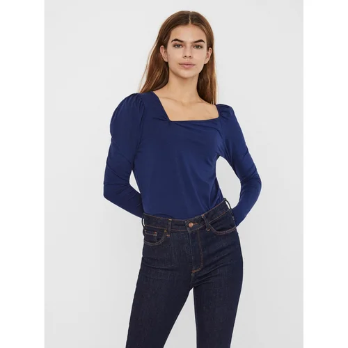 Vero Moda Blue T-shirt with asymmetrical neckline Panda - Women