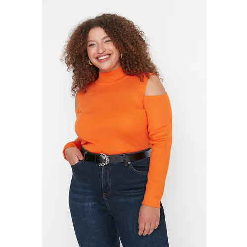 Trendyol Curve Orange Shoulder Detailed Knitwear Sweater