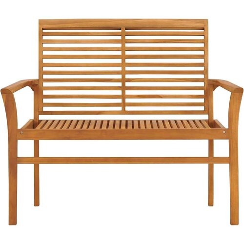  Klupa sa smeđe-sivim jastukom 112 cm od masivne tikovine Slike