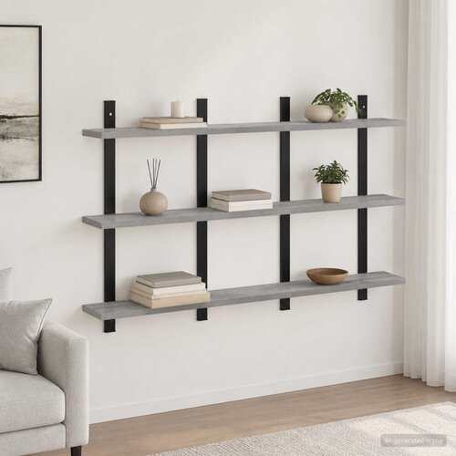  Polica na zidu Siva Sonoma 102 x 13.5 x 58 cm Konstruirano drvo Slike