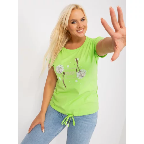 Fashion Hunters Light green blouse plus size with short sleeves
