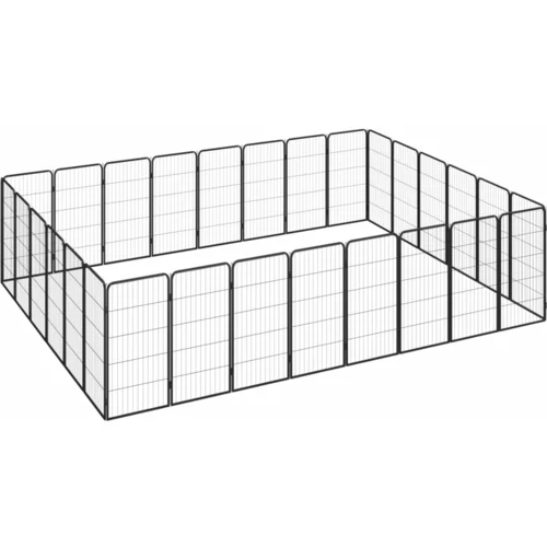  Ograda za pse s 28 panela crna 50 x 100 cm čelik obložen prahom